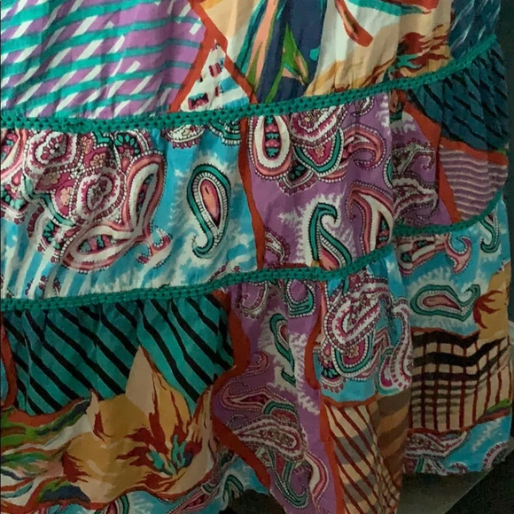 Rain and rainbow colorful boho peasant maxi dress - Picture 5 of 8